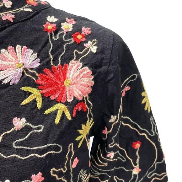 Vintage BFA Classics Cotton Flax Floral Embroidered Jacket Art to Wear SP - Picture 2 of 7